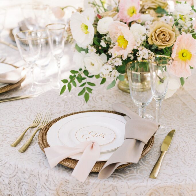 place setting with linens